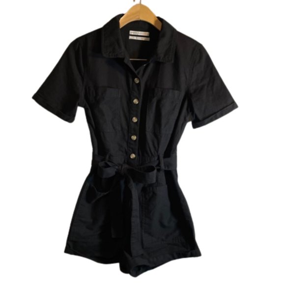 Urban Outfitters Pants - Urban Outfitters Black Cotton Romper with Waist Tie Size Small